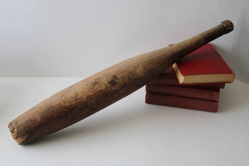 photo of antique wood bat or Indian club juggling pin, early 1900s vintage sport equipment #3