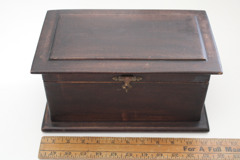 photo of antique wood box, jewelry chest or case for tools or instruments, tea caddy shape  #2