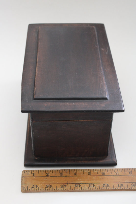 photo of antique wood box, jewelry chest or case for tools or instruments, tea caddy shape  #3