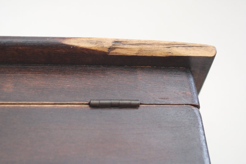 photo of antique wood box, jewelry chest or case for tools or instruments, tea caddy shape  #10