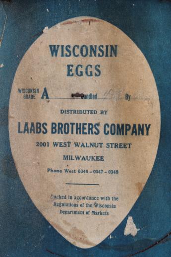 photo of antique wood box stenciled Laabs Milwaukee butter & eggs, primitive vintage egg crate #4