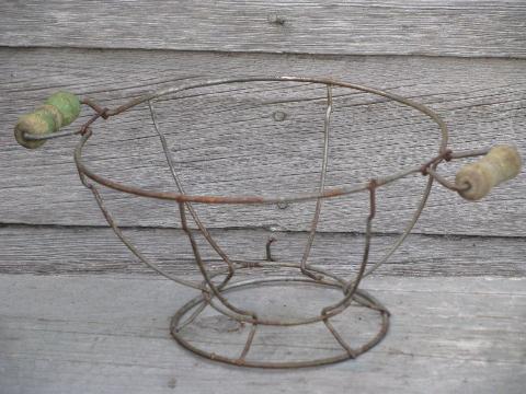 photo of antique wood handle wirework strainer basket for cloth or wire mesh sieve #1