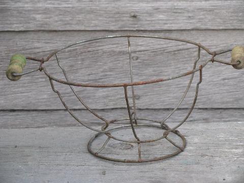 photo of antique wood handle wirework strainer basket for cloth or wire mesh sieve #2