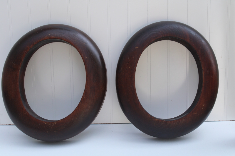 photo of antique wood hat forms, chunky oval hat block frames w/ rustic vintage patina #4