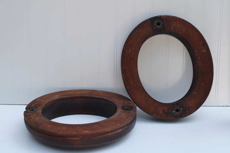 photo of antique wood hat forms, chunky oval hat block frames w/ rustic vintage patina #5