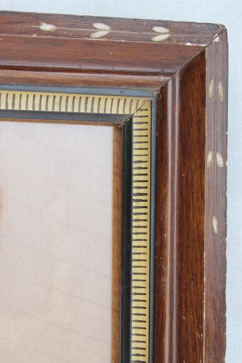 photo of antique wood plank back picture frame w/ ghostly old silhouette image #3