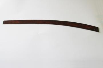 catalog photo of antique wood ruler, tailor's sloped curve pattern drawing drafting tool worn vintage patina 