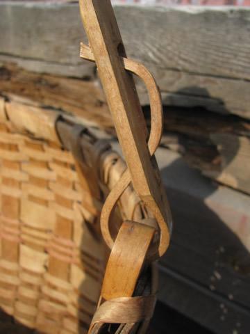 photo of antique wood splint gathering basket w/ handle, old harvest basket #9