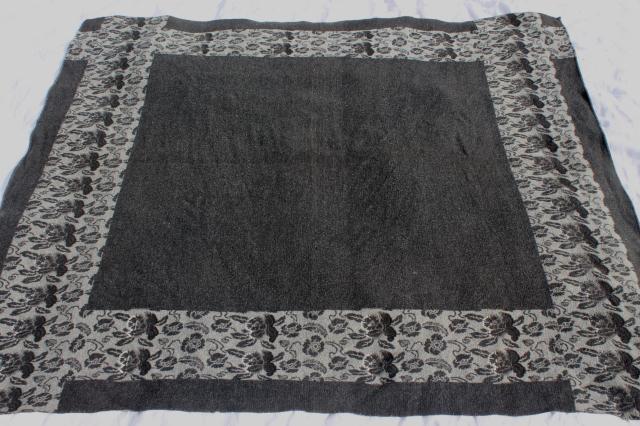 photo of antique wool jacquard pattern blanket or carriage robe, Civil War vintage Lincoln shawl #1