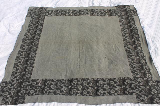 photo of antique wool jacquard pattern blanket or carriage robe, Civil War vintage Lincoln shawl #3