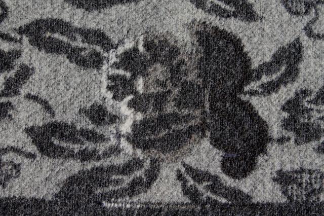 photo of antique wool jacquard pattern blanket or carriage robe, Civil War vintage Lincoln shawl #9