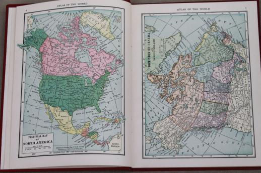 photo of antique world atlas, pocket size 1917 Hammond's Atlas w/ color maps #3
