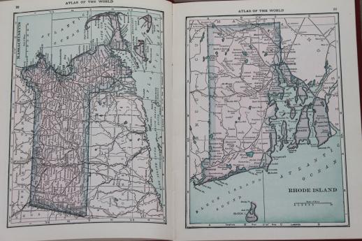 photo of antique world atlas, pocket size 1917 Hammond's Atlas w/ color maps #4