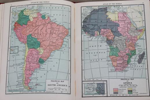 photo of antique world atlas, pocket size 1917 Hammond's Atlas w/ color maps #6