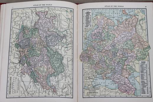photo of antique world atlas, pocket size 1917 Hammond's Atlas w/ color maps #7