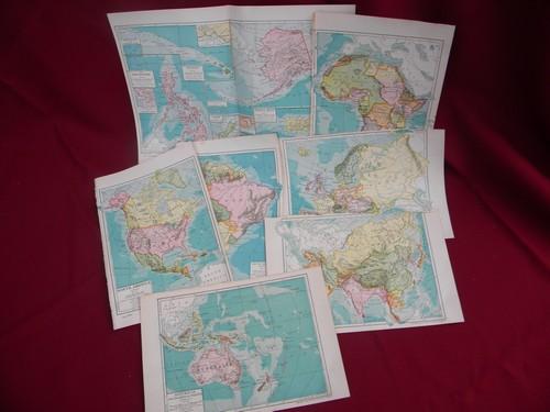 photo of antique world maps, 1903 full color litho plates Europe, Africa etc. #1