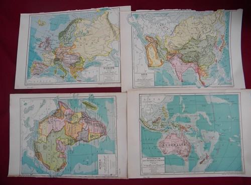 photo of antique world maps, 1903 full color litho plates Europe, Africa etc. #3