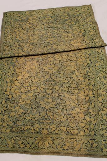 photo of antique woven cotton tapestry, carpet / table cover rug, turn of the century vintage #1