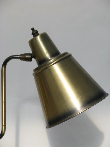 photo of antiqued brass vintage twin light student's desk table lamp #3