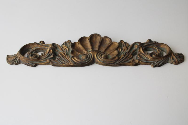 photo of antiqued old gold molding crown wood composition architectural ornament or furniture decoration #1