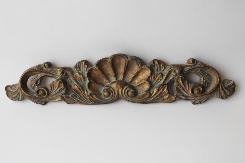 photo of antiqued old gold molding crown wood composition architectural ornament or furniture decoration #4