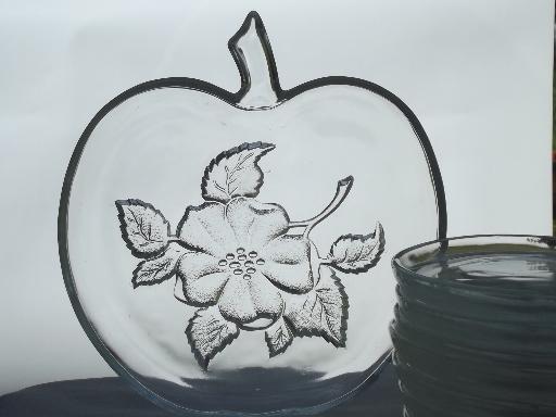 photo of apple blossom  glass plates, vintage apple shaped salad / snack plates  #2