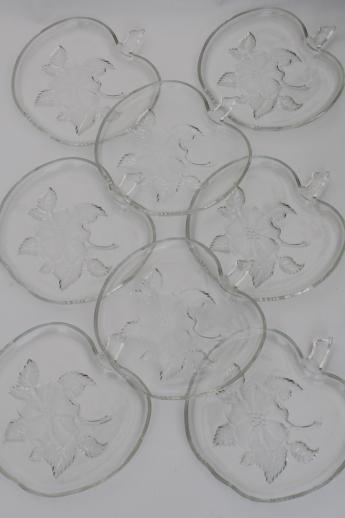 photo of apple blossom glass plates, vintage apple shaped salad / snack plates set of 8 #1