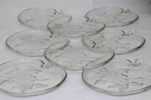 photo of apple blossom glass plates, vintage apple shaped salad / snack plates set of 8 #2