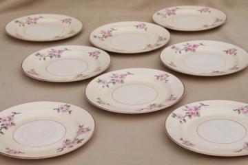 catalog photo of apple blossom vintage Homer Laughlin eggshell nautilus china, set of 8 small plates