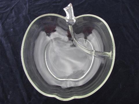 photo of apple shape vintage Orchard glass chip and dip bowl #1