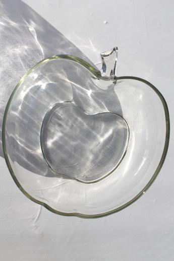 photo of apple shaped clear glass salad bowl or fruit dish, large vintage glass serving bowl #2