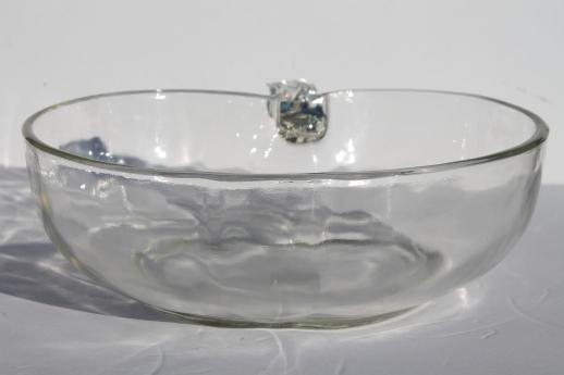 photo of apple shaped clear glass salad bowl or fruit dish, large vintage glass serving bowl #3