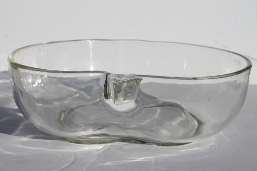 photo of apple shaped clear glass salad bowl or fruit dish, large vintage glass serving bowl #4