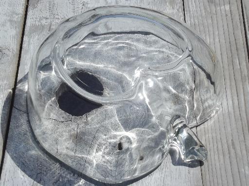 photo of apple shaped glass salad bowl, vintage clear glass fruit bowl  #4