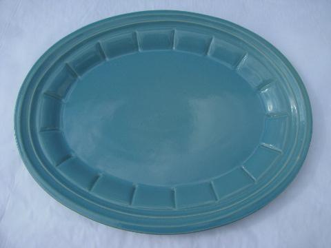 photo of aqua blue country stoneware, huge platter, Robinson-Ransbottom pottery, Roseville O #1