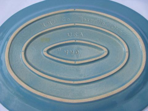 photo of aqua blue country stoneware, huge platter, Robinson-Ransbottom pottery, Roseville O #3