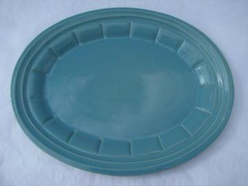 catalog photo of aqua blue country stoneware, huge platter, Robinson-Ransbottom pottery, Roseville O