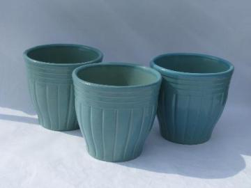 catalog photo of aqua blue country stoneware kitchen crocks lot, Robinson-Ransbottom pottery, Roseville O