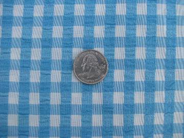 catalog photo of aqua blue gingham checked vintage cotton seersucker fabric