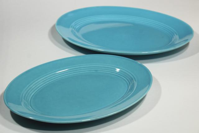 photo of aqua blue turquoise ceramic platters, Homer Laughlin china mid-century mod vintage #3
