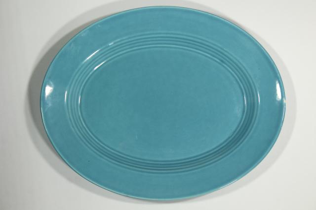 photo of aqua blue turquoise ceramic platters, Homer Laughlin china mid-century mod vintage #4