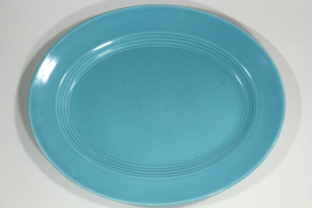 photo of aqua blue turquoise ceramic platters, Homer Laughlin china mid-century mod vintage #6