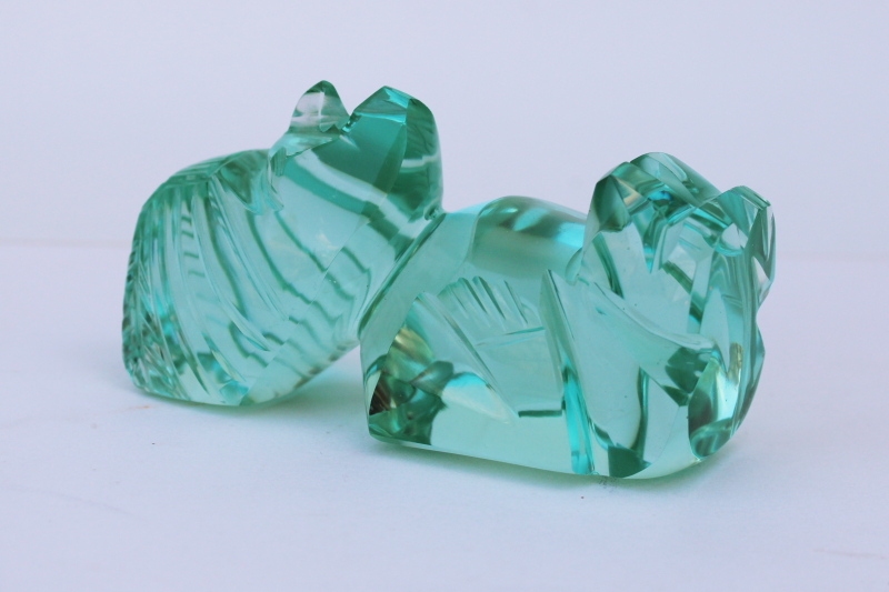 photo of aqua green glass carved figure, Aztec Mayan tiki god Mexico folk art  #5