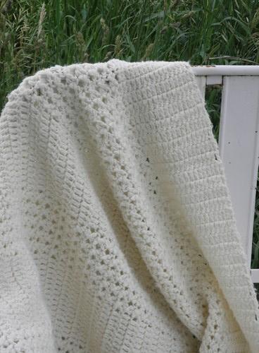 photo of aran ivory handmade crocheted afghan, cream colored throw blanket #2