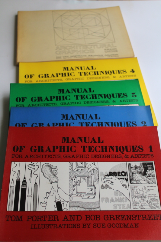 photo of architectural drawing & manual of graphic techniques set 1 thru 4, books for designers, artists  #1