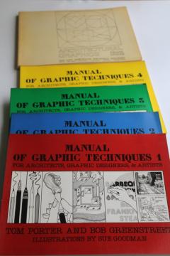 architectural drawing & manual of graphic techniques set 1 thru 4, books for designers, artists 