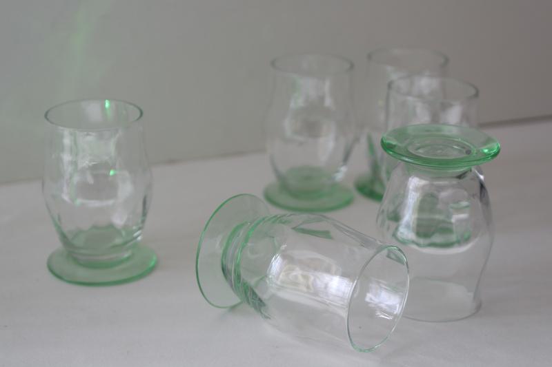 photo of art deco 1920s 30s vintage Heisey moongleam green / crystal decanter & whiskey glasses #8