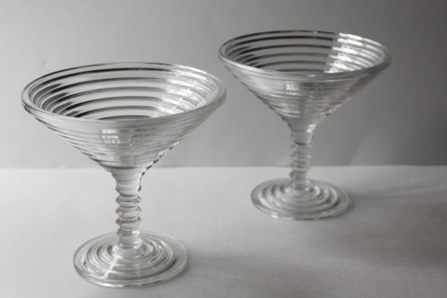 photo of art deco Anchor Hocking Manhattan crystal clear glass compotes, big martini cocktail glasses! #1