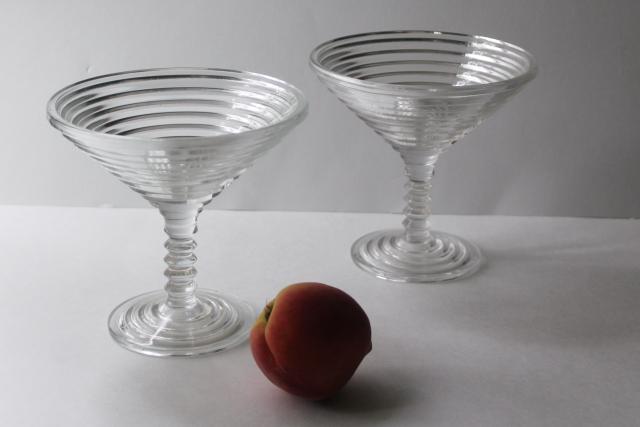 photo of art deco Anchor Hocking Manhattan crystal clear glass compotes, big martini cocktail glasses! #2