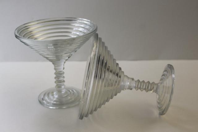 photo of art deco Anchor Hocking Manhattan crystal clear glass compotes, big martini cocktail glasses! #4